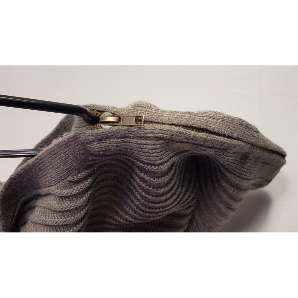Signature by Sangria Gray Ribbed Knit Batwing Sleeve Zipper Dress Women's M - Picture 6 of 9